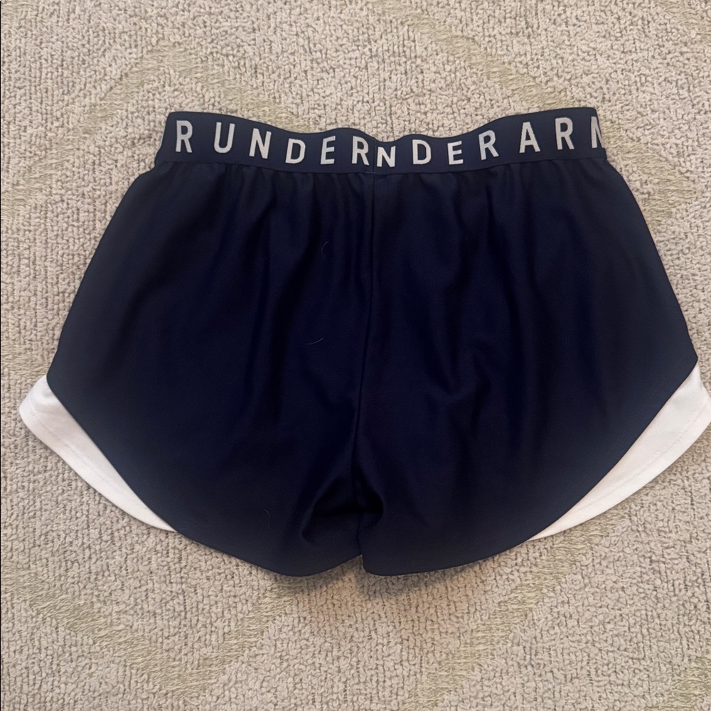 Under Armour Women's Navy and White Athletic Shorts-small - Picture 3 of 3